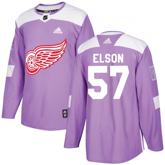 Turner Elson Detroit Red Wings Youth Adidas Authentic Purple Hockey Fights Cancer Practice Jersey