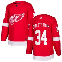 Victor Brattstrom Detroit Red Wings Men's Adidas Authentic Red Home Jersey