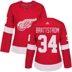 Victor Brattstrom Detroit Red Wings Women's Adidas Authentic Red Home Jersey