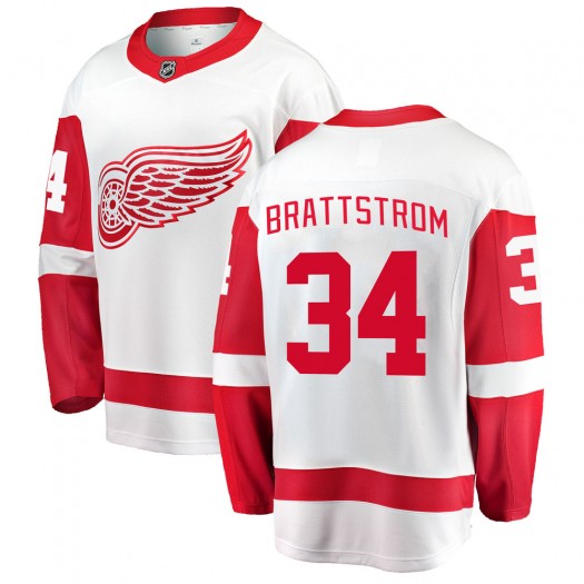 Victor Brattstrom Detroit Red Wings Youth Fanatics Branded White Breakaway Away Jersey