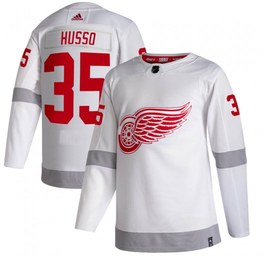 Ville Husso Detroit Red Wings Men's Adidas Authentic White 2020/21 Reverse Retro Jersey