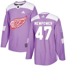 Wyatt Newpower Detroit Red Wings Youth Adidas Authentic Purple Hockey Fights Cancer Practice Jersey