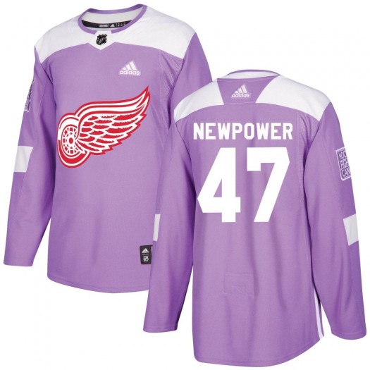 Wyatt Newpower Detroit Red Wings Youth Adidas Authentic Purple Hockey Fights Cancer Practice Jersey