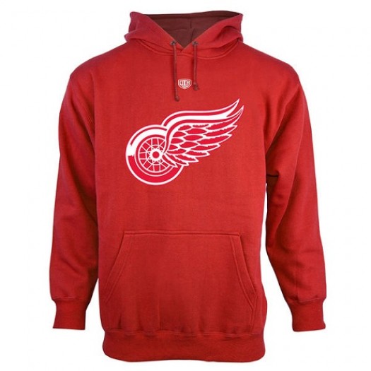 Detroit Red Wings Men's Red Old Time Hockey Big Logo with Crest Pullover Hoodie